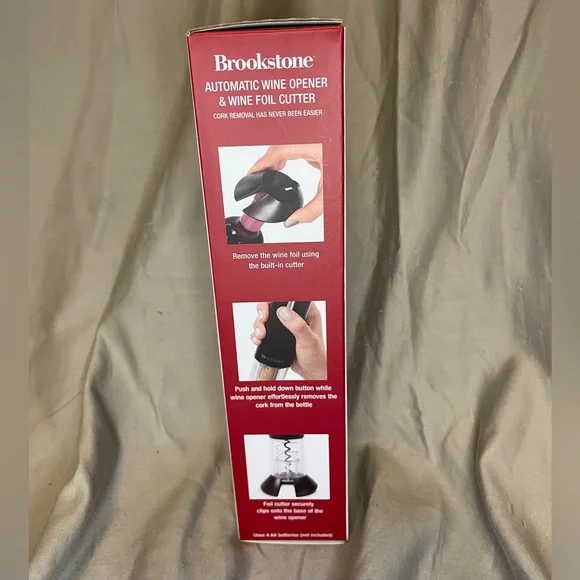 NWT Brookstone Black Automatic Wine Opener with Foil Cutter - Picture 4 of 9